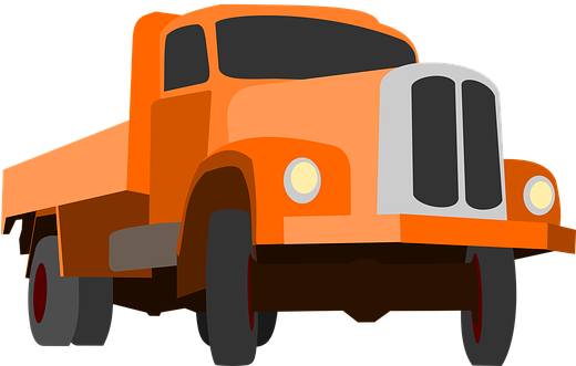Truck Traffic Cargo Goods Orange Auto Mach - Orange Truck Png (519x340), Png Download
