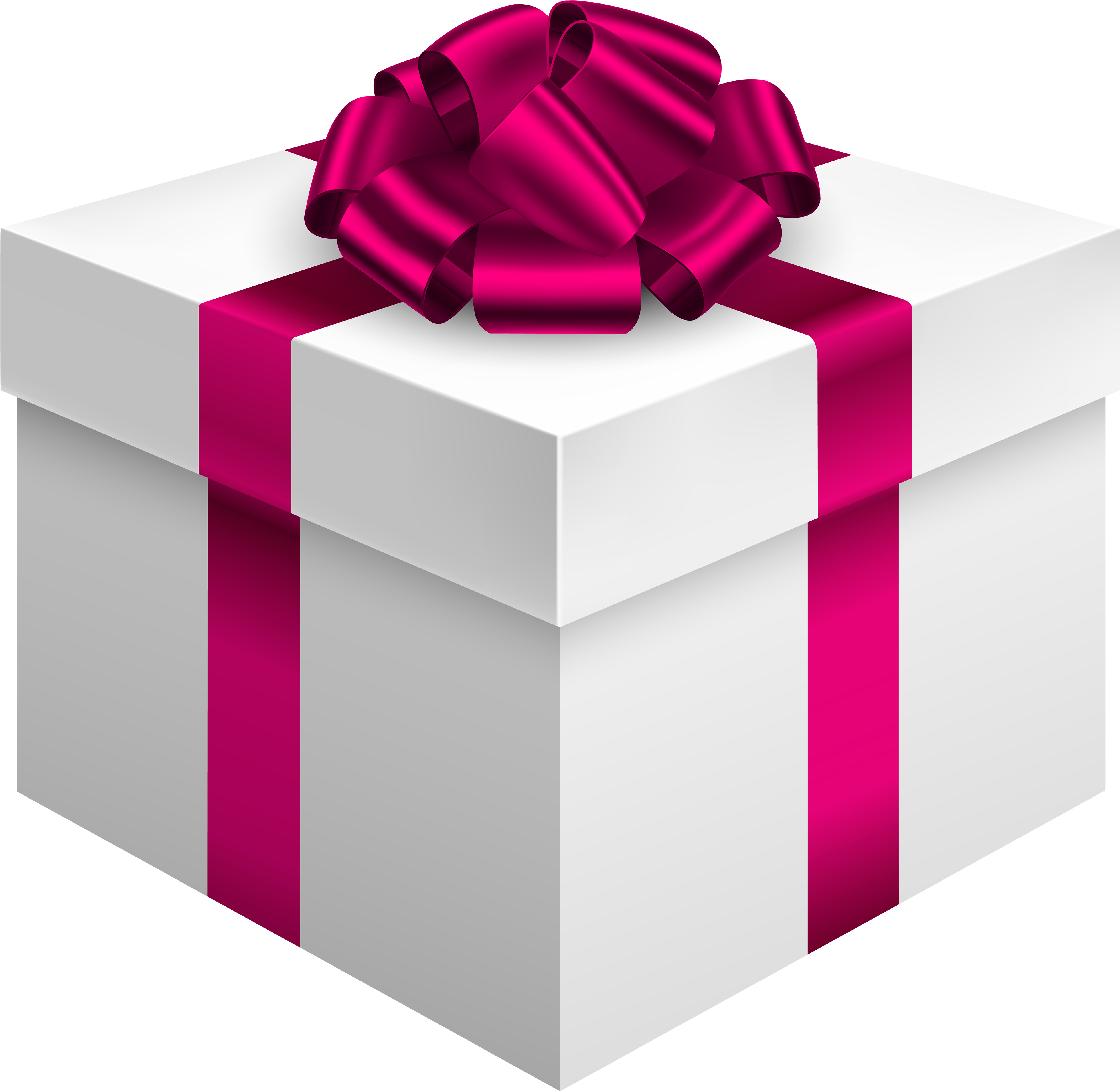White Gift Box With Pink Bow Png Clipart - White And Pink Gift Box (4000x3895), Png Download