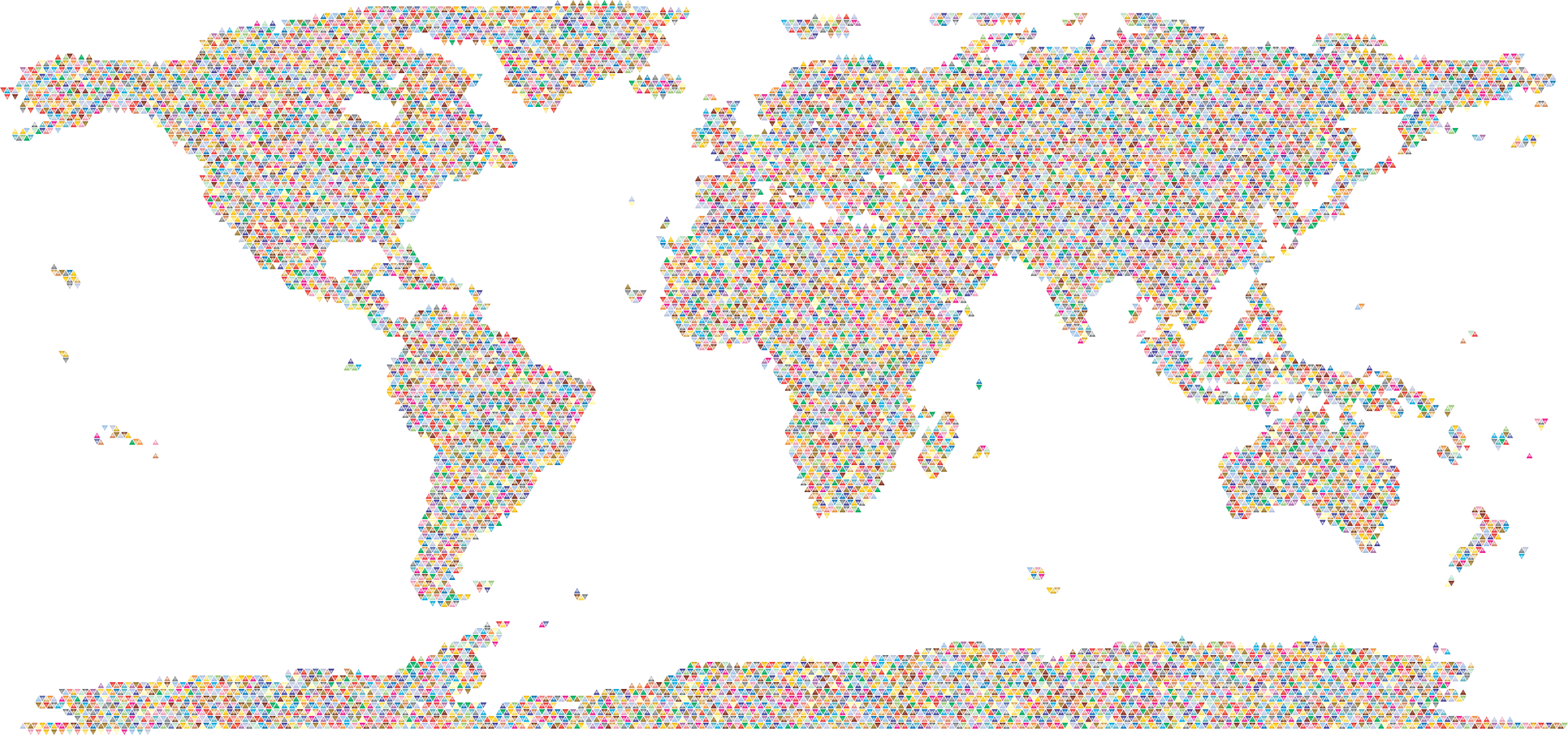 This Free Icons Png Design Of Prismatic World Map Triangularized (2316x1086), Png Download