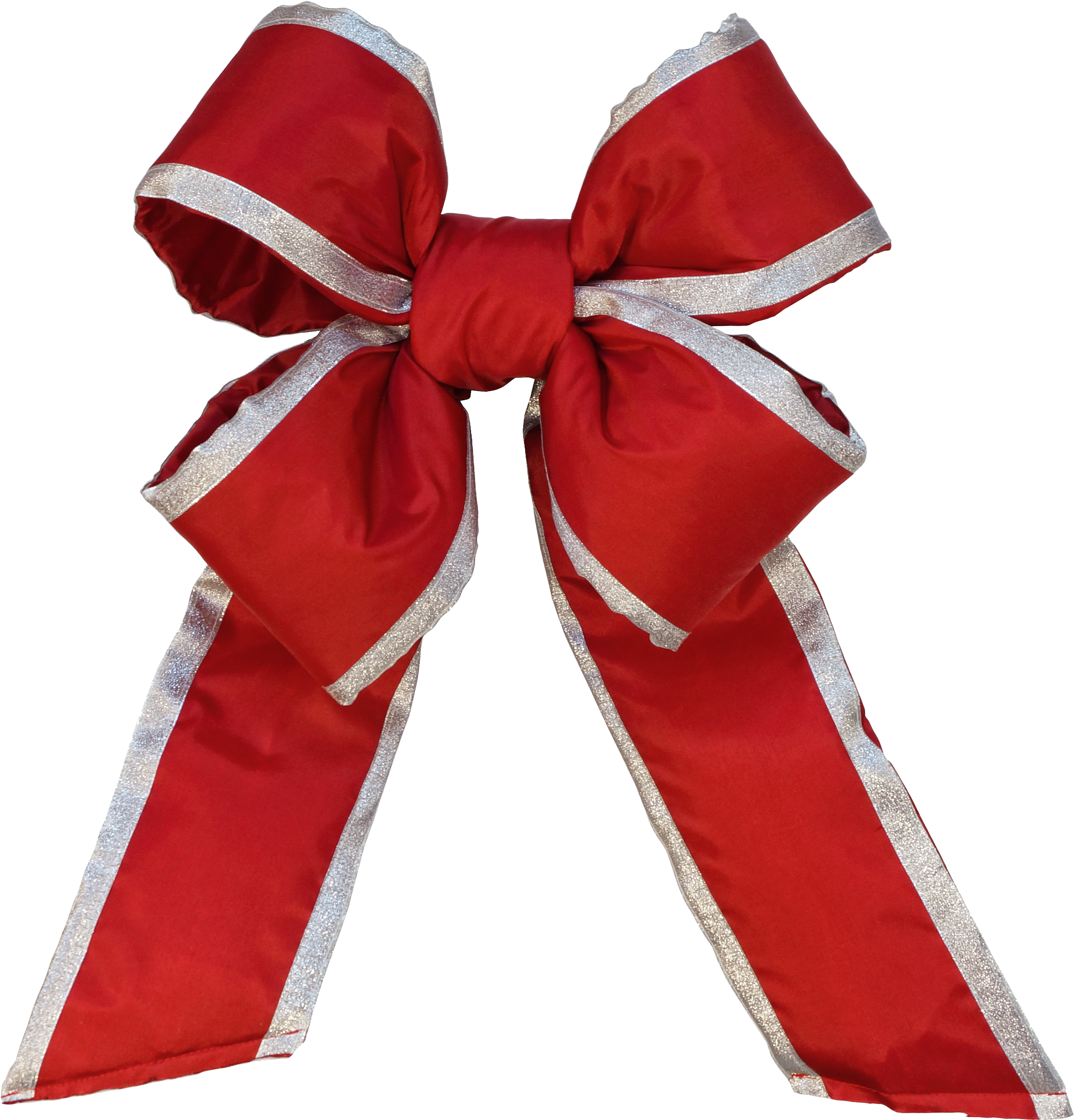 Commercial Christmas Bows Large - Red And Silver Christmas Bows (3426x3396), Png Download
