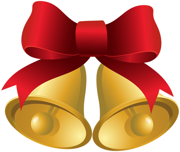 Banner Download Gold Bells With Red Bow Png Image - Christmas Bow With Bells (600x505), Png Download