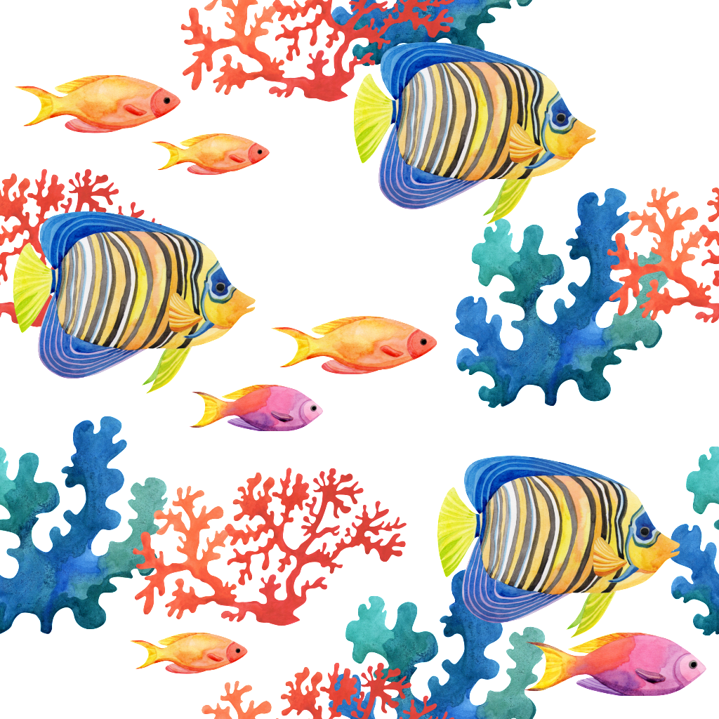 Hand Painted Underwater World Wonders Background Image - Portable Network Graphics (1024x1024), Png Download