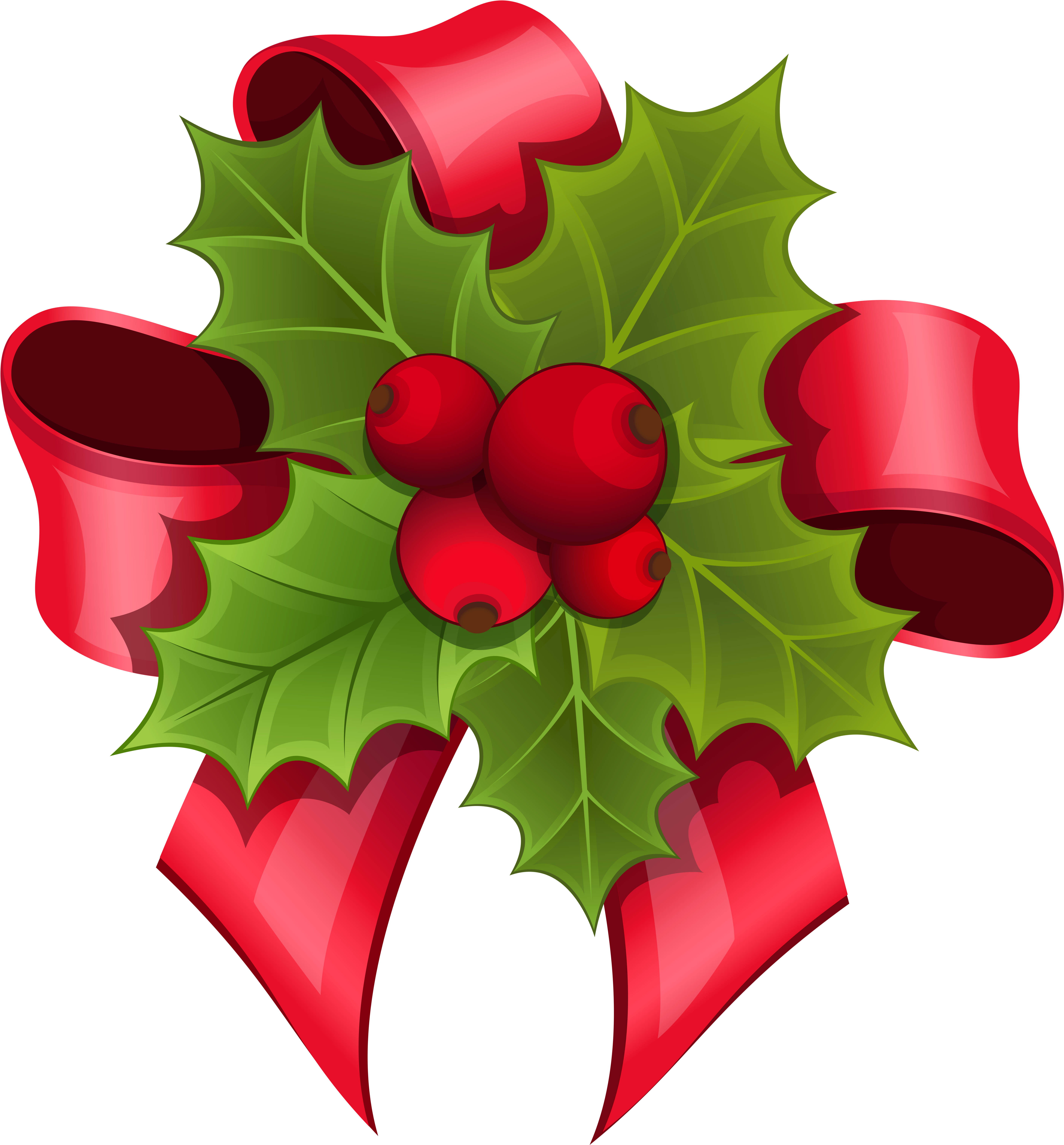 Mistletoe With Red Bow Png Clipart Image - Christmas Day (5939x6369), Png Download