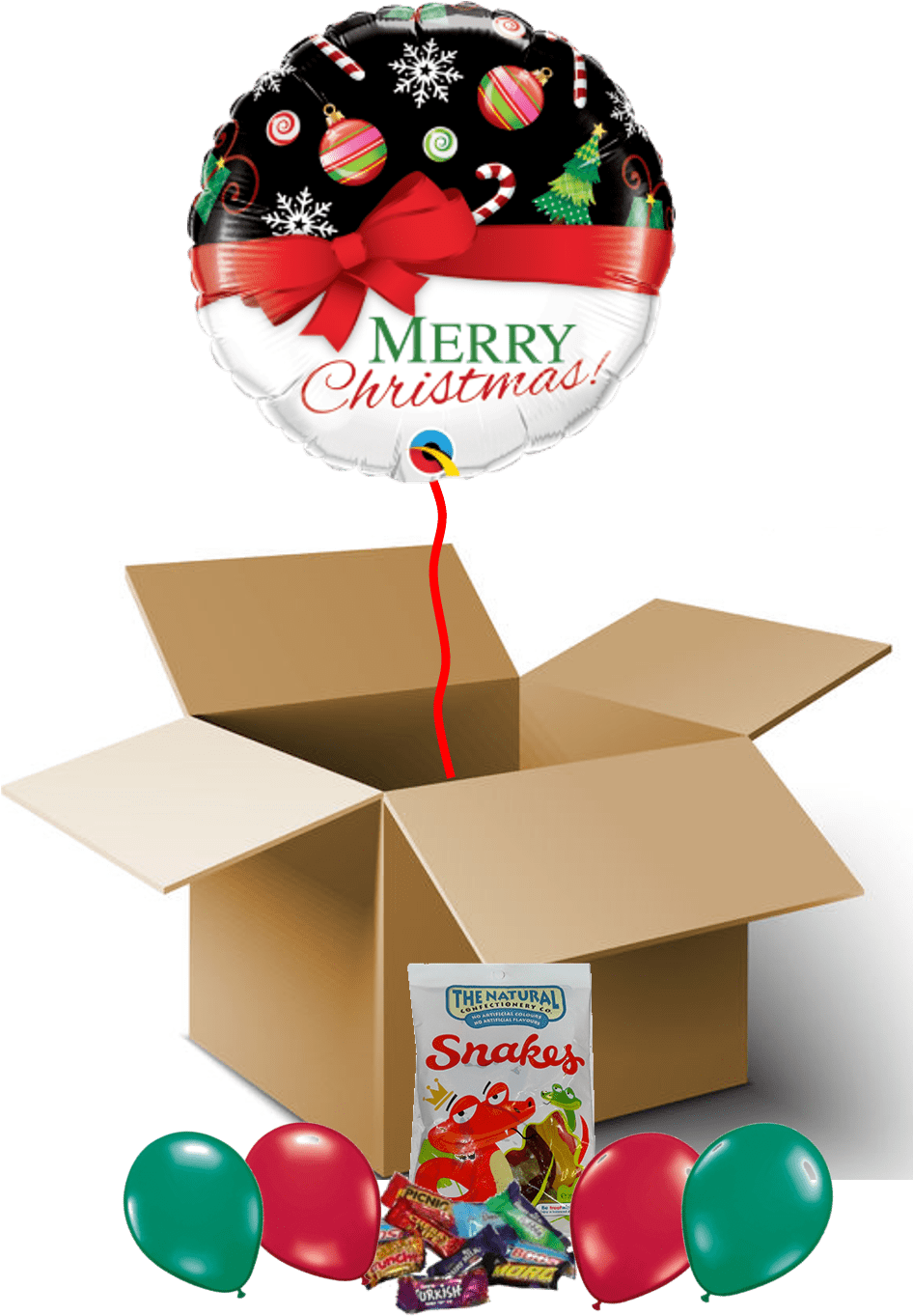 Merry Christmas Red Bow Balloon In A Box - Christmas Foil Balloon - Christmas Red Bow (18") 1pc (945x1399), Png Download