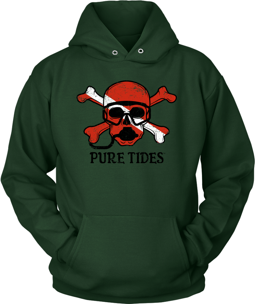 Skull And Crossbones Scuba Diving Pirate Flag Unisex - Hardcore Detroit Football Fan Pullover Hoodie (1024x1024), Png Download