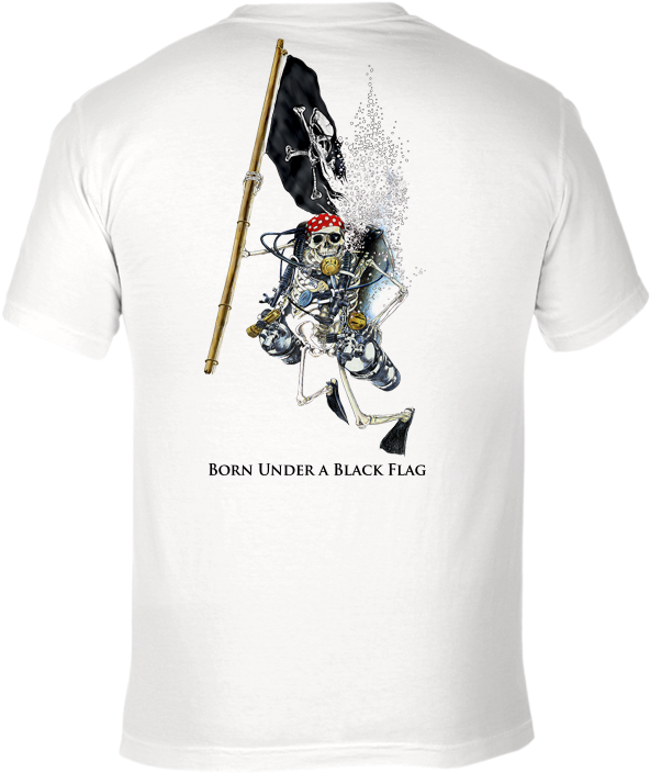 Skeleton Holding Pirate Flag - Active Shirt (600x737), Png Download