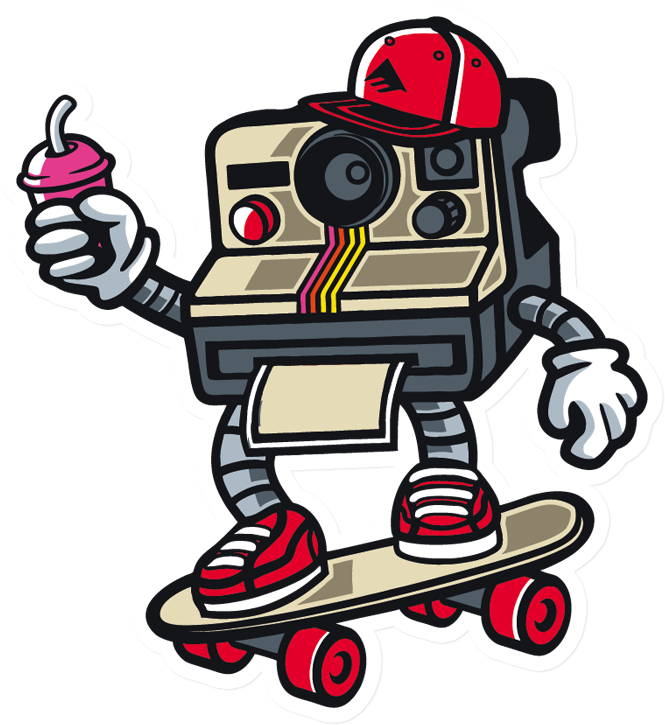 Sticker That Kick Ass Polaroid - Polaroid Camera Cartoon (800x800), Png Download