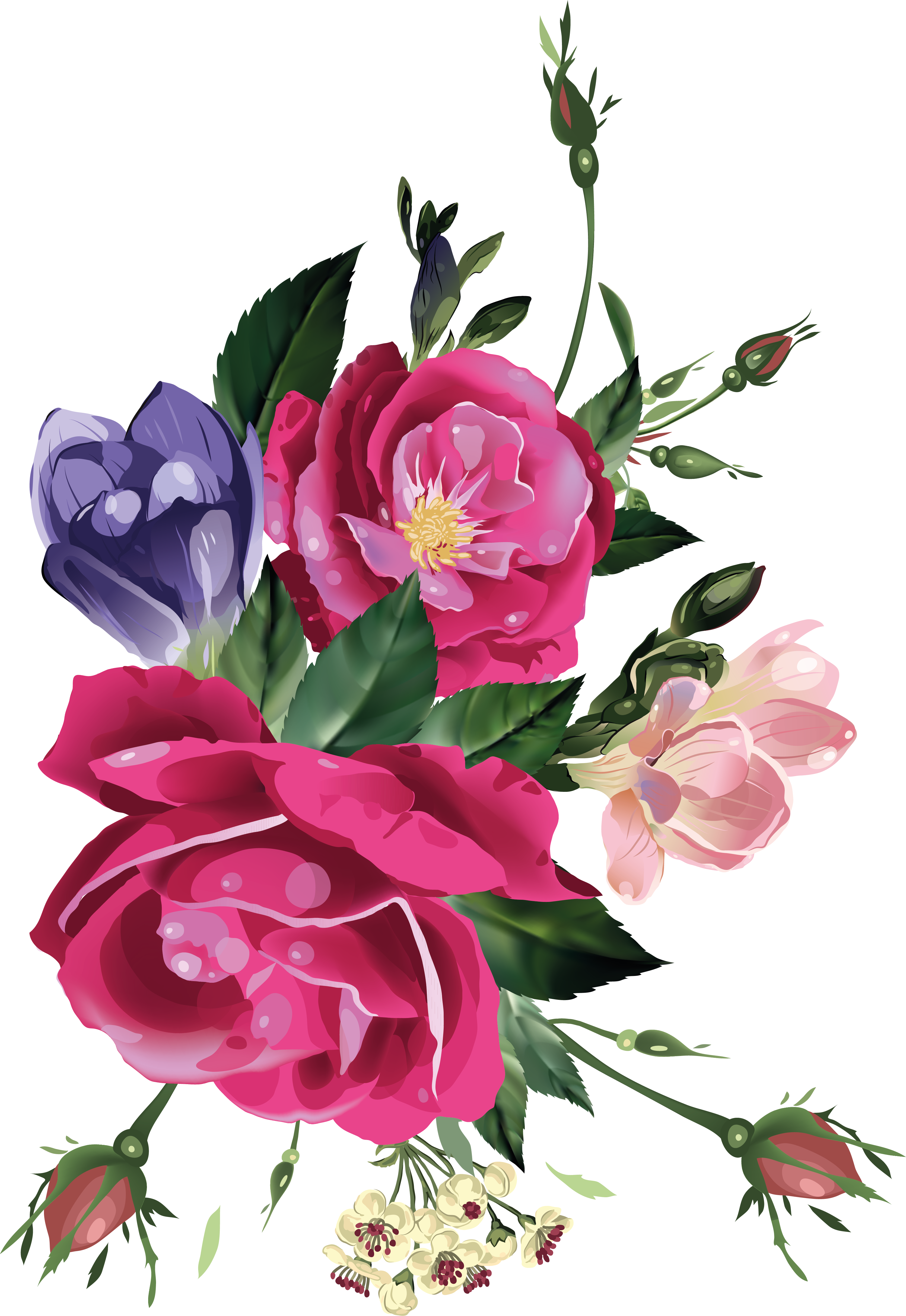 Decoupage Flowers - Black Floral Decoupage Png (3339x4853), Png Download