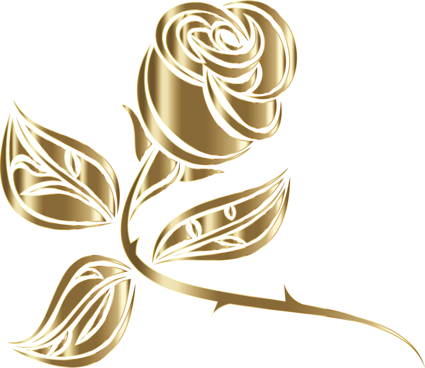 Cut Flowers Rose Thorns Spines And Les Drawing - Роза Золотая Клипарт (866x750), Png Download