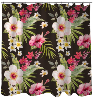 Watercolor Tropical Floral Pattern Shower Curtain • - Watercolor Painting (400x400), Png Download