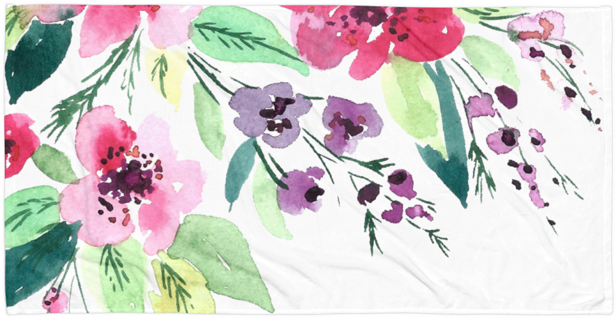 Watercolor Floral Towel - Watercolor Flowers (1000x1000), Png Download