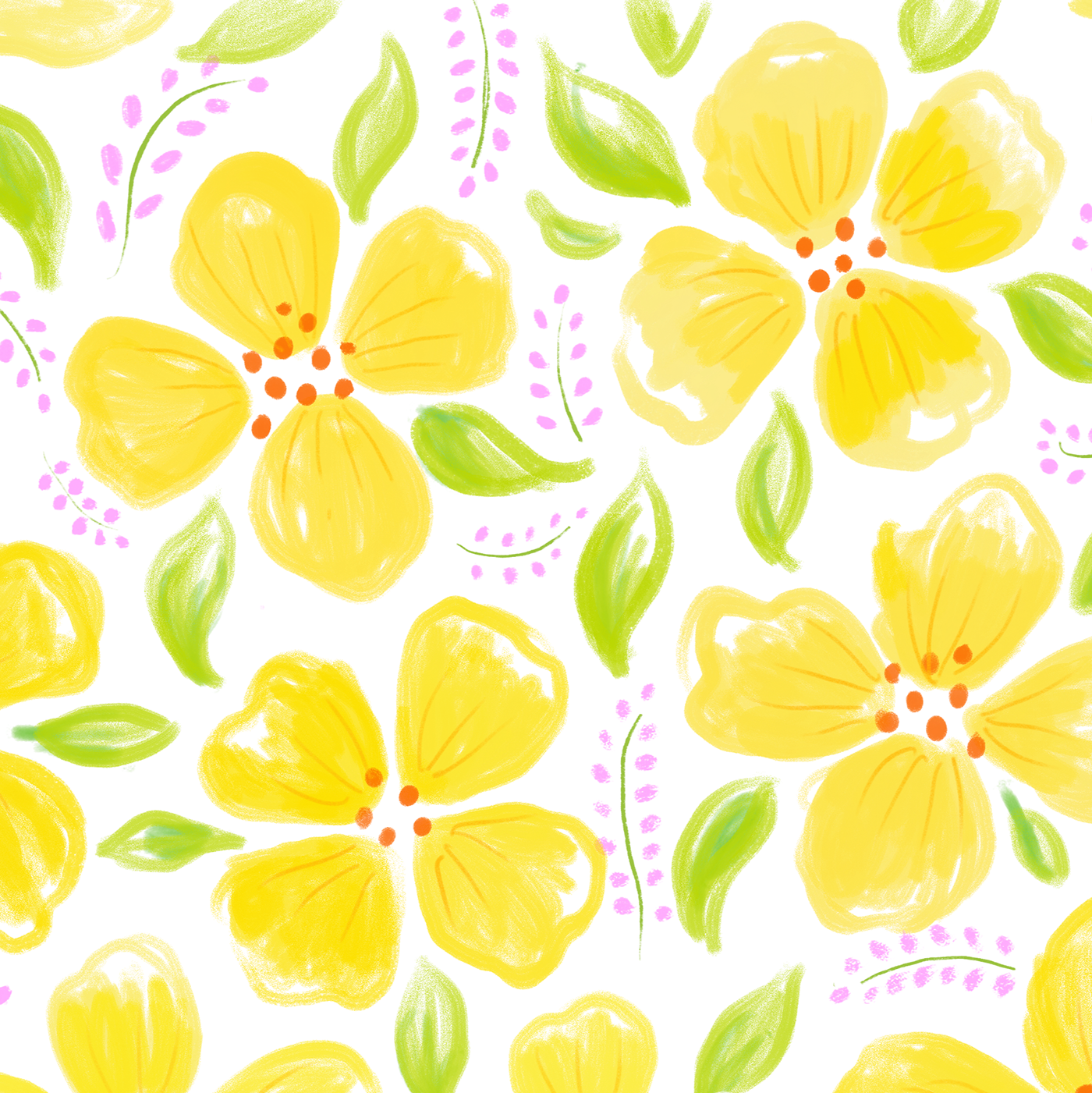 A Bright, Sunny, Floral Pattern Set For Summer - Motif (1400x1401), Png Download