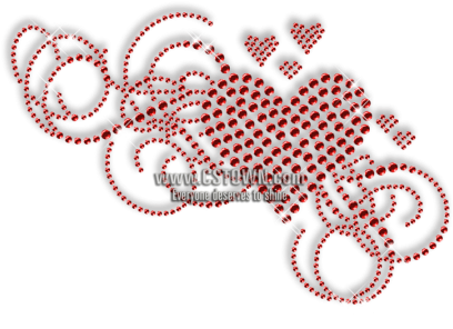 Heart Floral Pattern Hotfix Rhinestone Motif - Rhinestone (450x450), Png Download