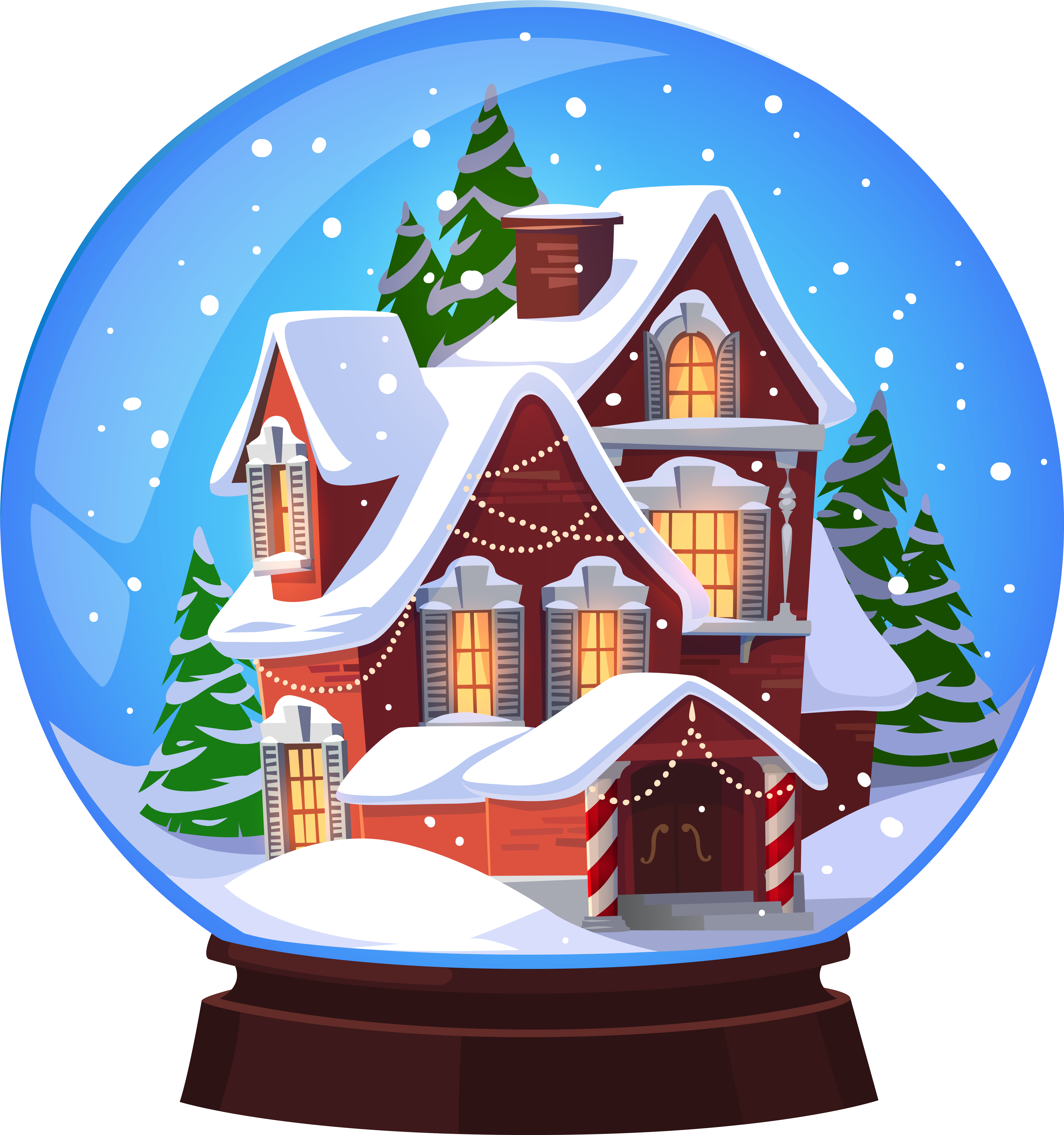 Beach Clipart Snow Globe - Christmas House Snow Globe (5825x6209), Png Download