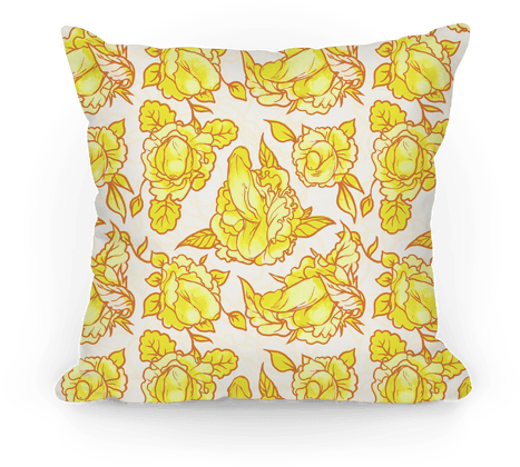 Floral Penis Pattern Yellow Pillow - Penis Floral Pillow (484x484), Png Download