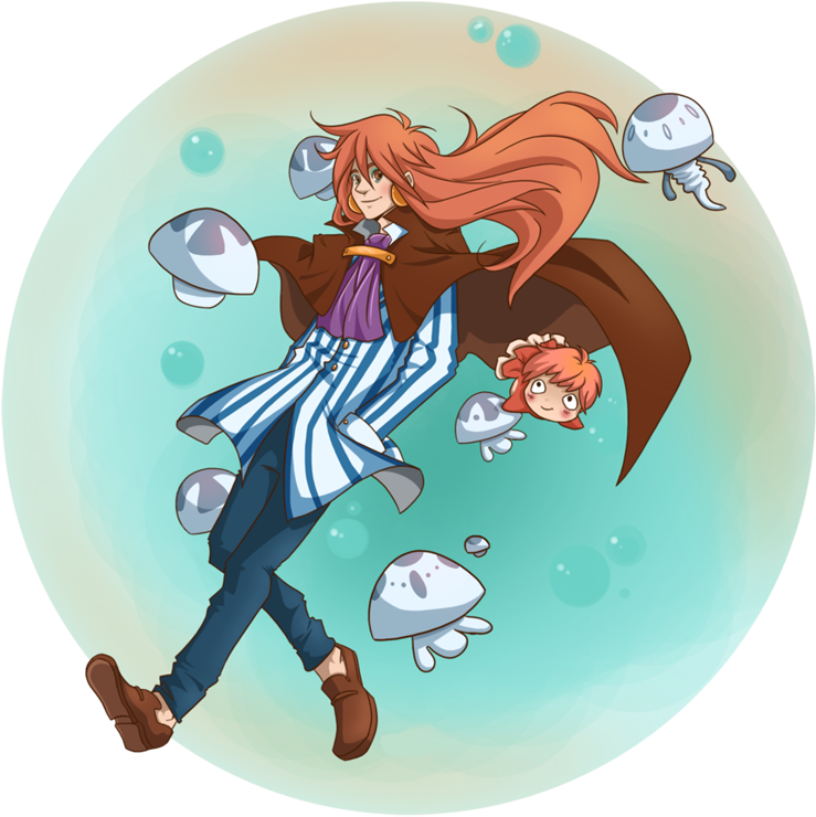 Fujimoto Ponyocircle Png Pixels - Ponyo And Her Dad (750x772), Png Download