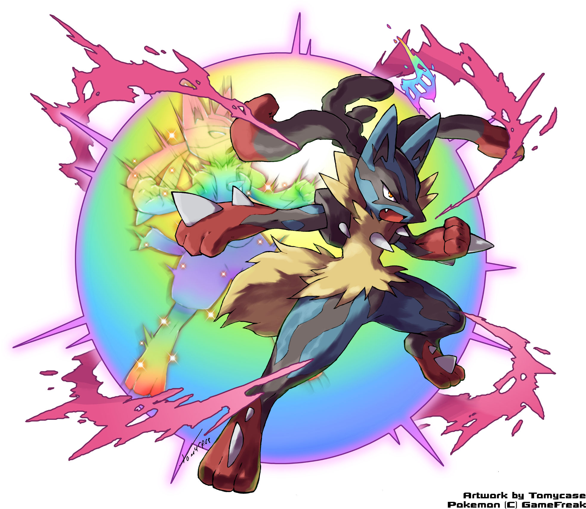 Mega-lucario - Mega Lucario Art (2000x1745), Png Download