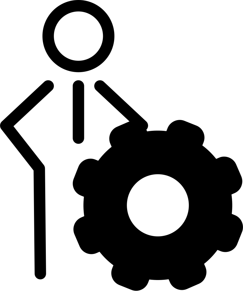 Person Outline With Cogwheel Symbol Comments - Symbool Tandwiel (822x981), Png Download