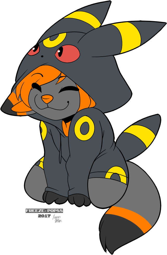 Cutie Umbreon Hoodie - Furry In Hoodie Drawing (1093x1057), Png Download