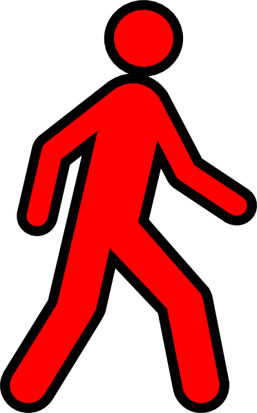 Jpg Black And White Stock Red Man With Black Clip Art - Red Walking Man (372x598), Png Download