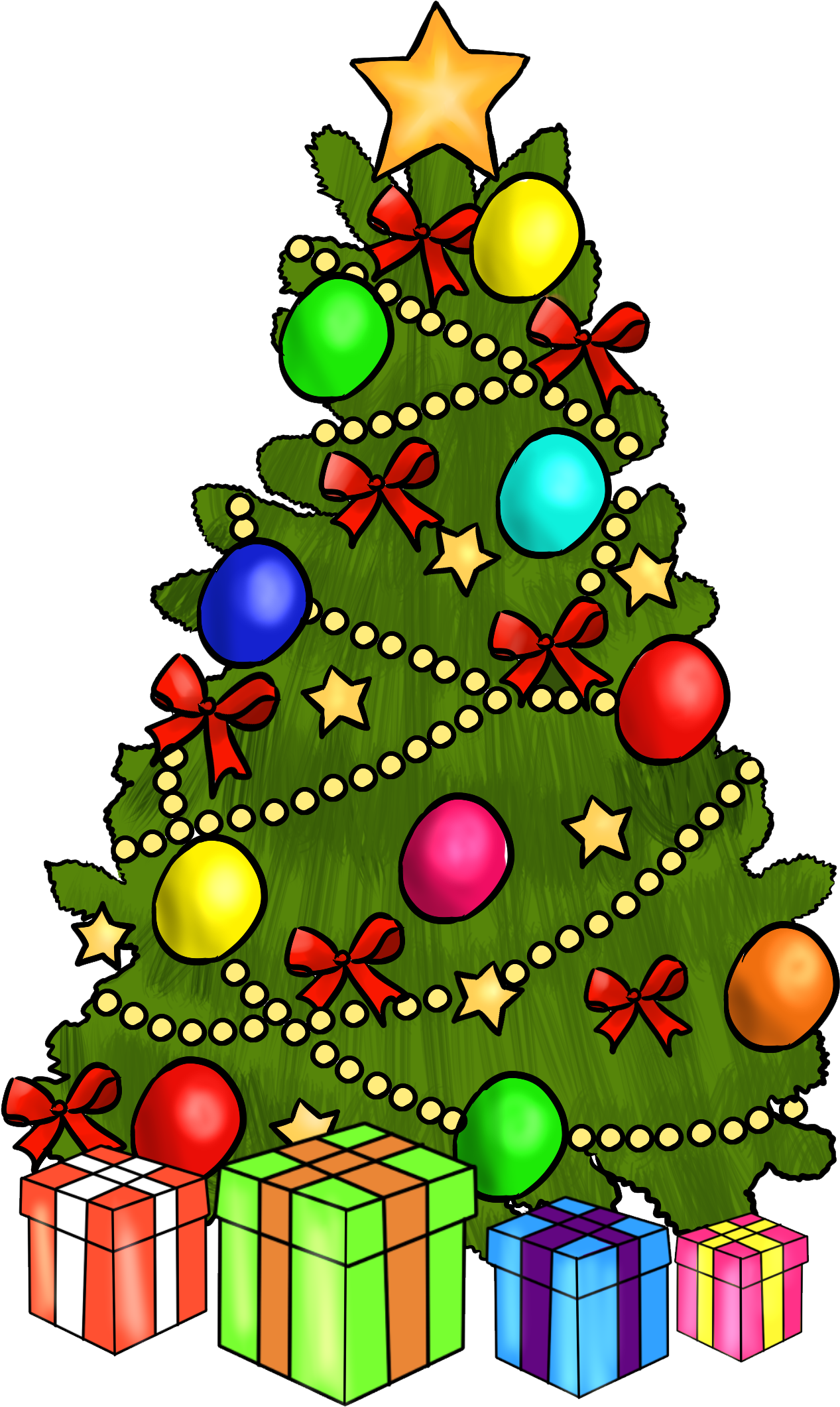 Free To Use Public Domain Christmas Tree Clip Art - Christmas Tree Clip Art With Presents (1511x2210), Png Download