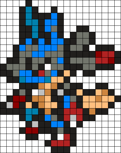 448 Mega Lucario Perler Bead Pattern / Bead Sprite - Pokemon Pixel Art Mega Lucario (400x505), Png Download