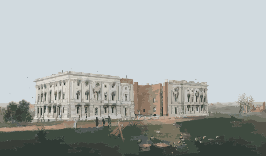 Burned Down The White House Clipart White House United - Old White House Burned (899x528), Png Download