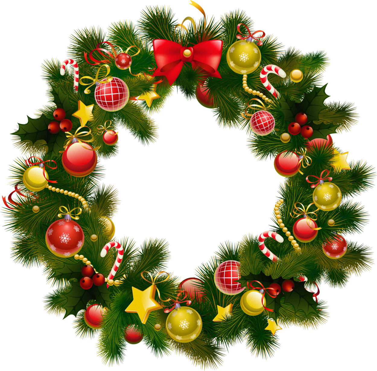 Wreath Photo Frame Clipart Png Background - Christmas Wreath Frame Png (1250x1230), Png Download