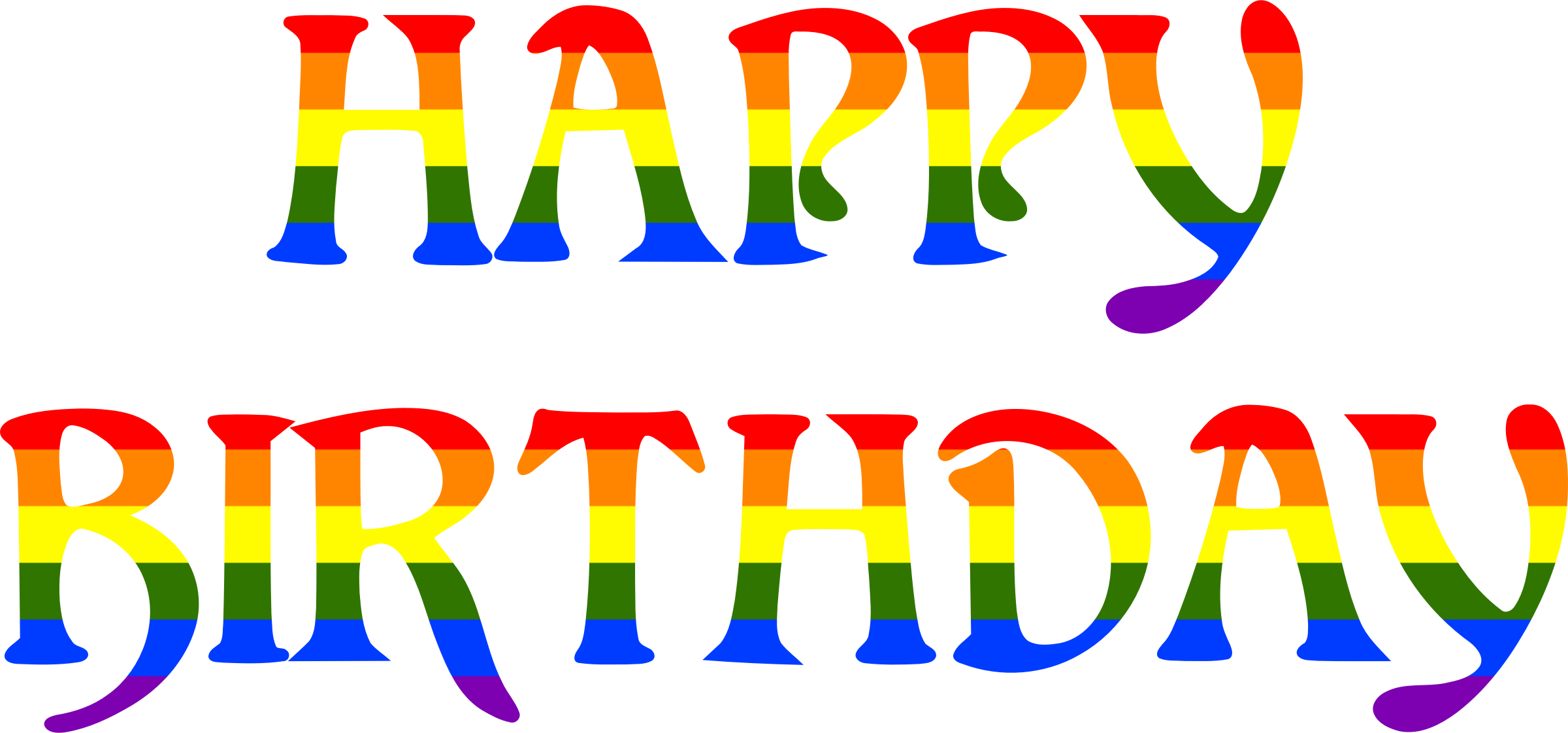 This Free Icons Png Design Of Happy Birthday Rainbow (2400x1122), Png Download