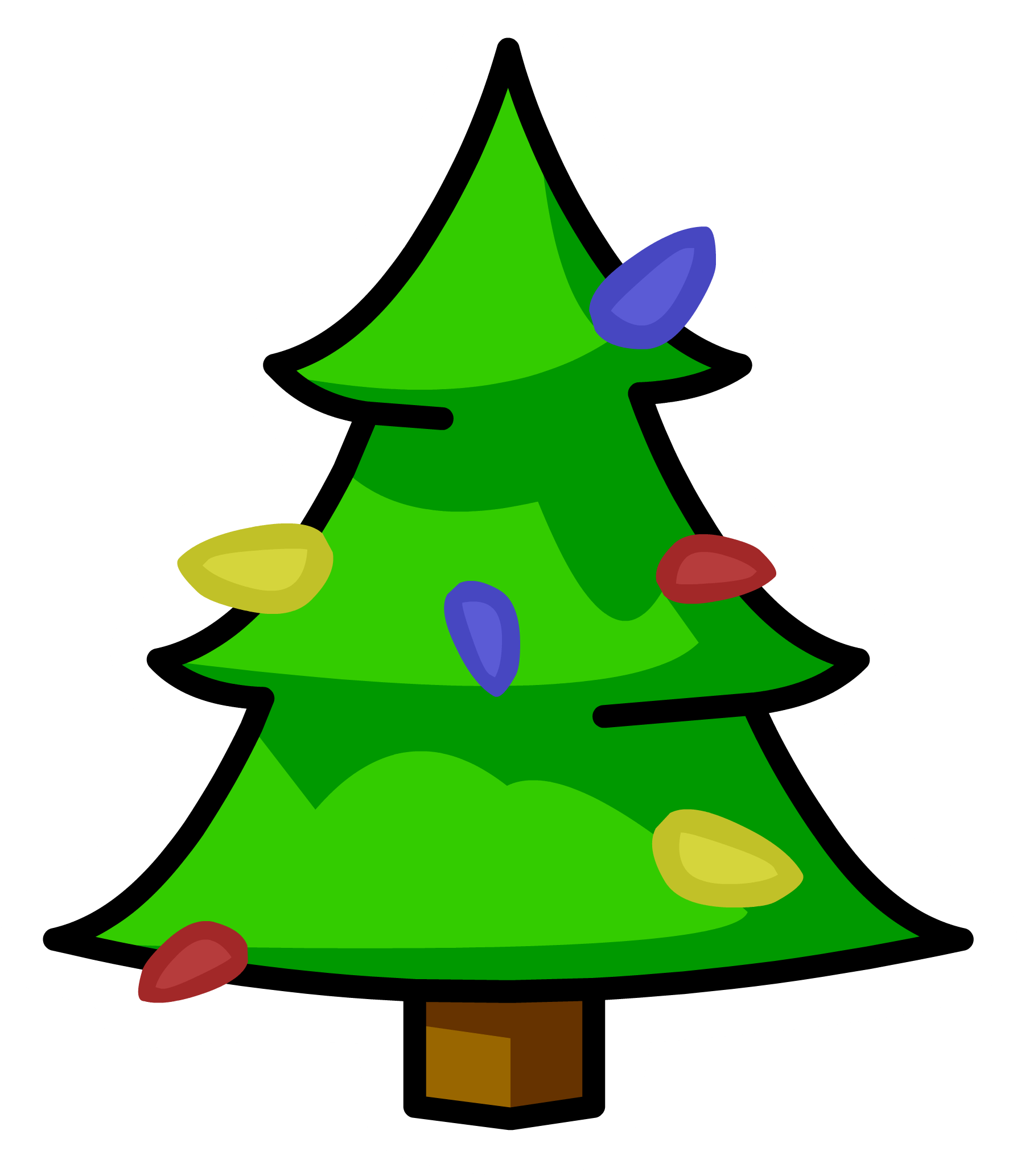 Club Penguin Rewritten Christmas Tree Christmaswalls - Christmas Tree Pin Art (1787x2067), Png Download