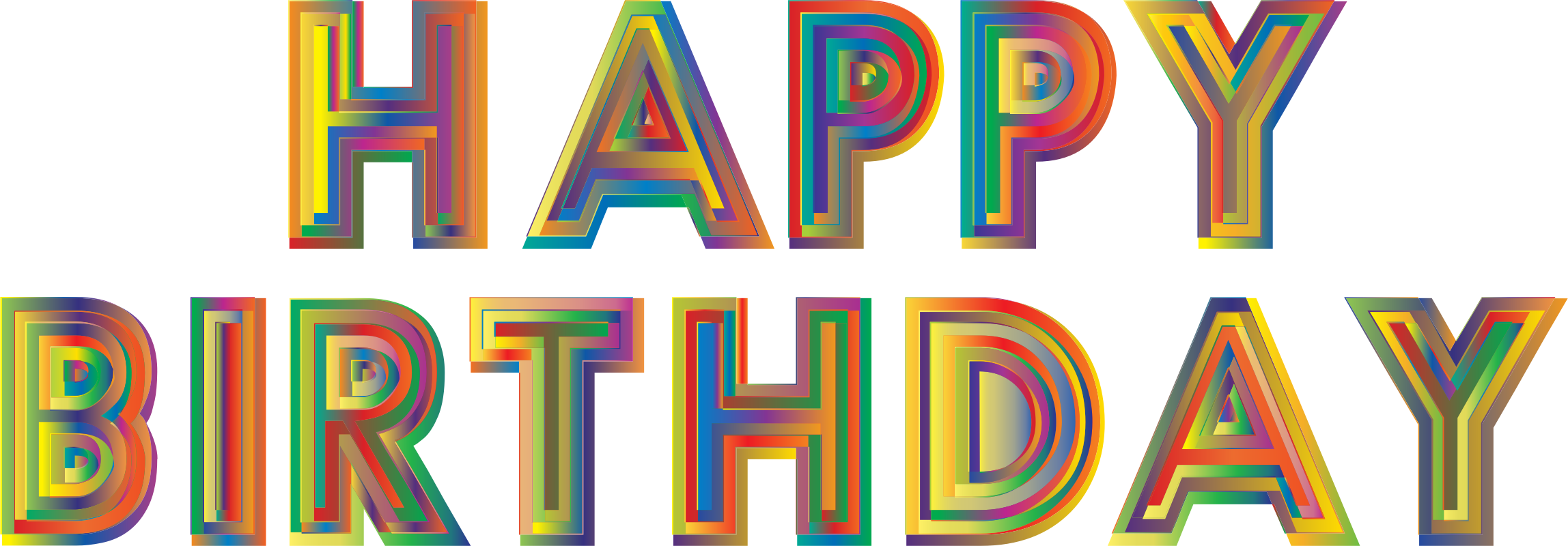 This Free Icons Png Design Of Happy Birthday Typography (2296x800), Png Download