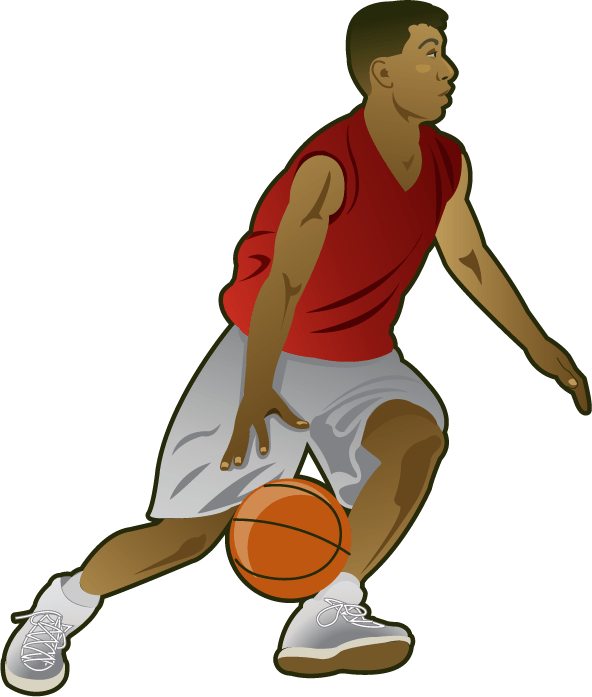 Graphic Free Hoop Clip Art - Basketball Player Clipart (592x697), Png Download