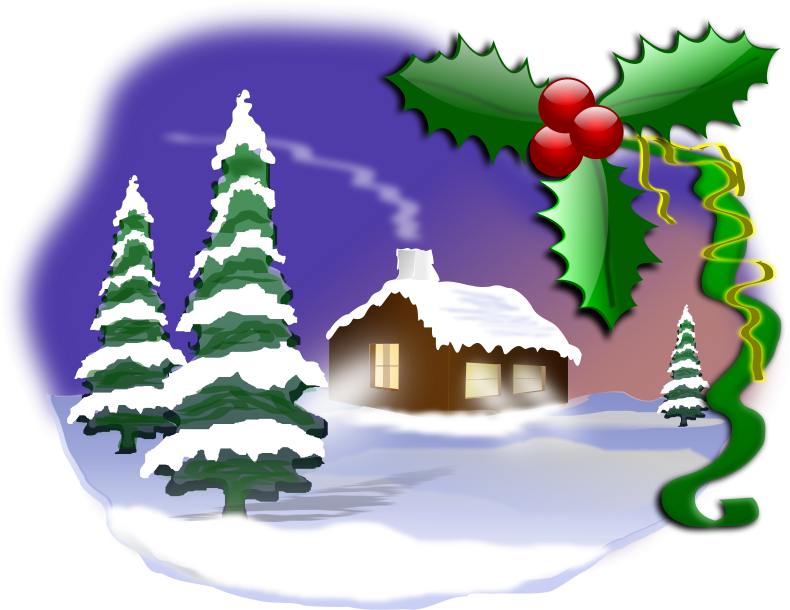 Free Christmas 001 Free Motorcycle Silhouette Vector - Christmas Scene Clipart (800x613), Png Download