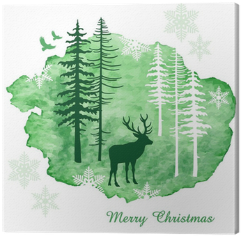 Watercolor Christmas Card, Vector Canvas Print • Pixers® - Watercolor Painting (400x400), Png Download