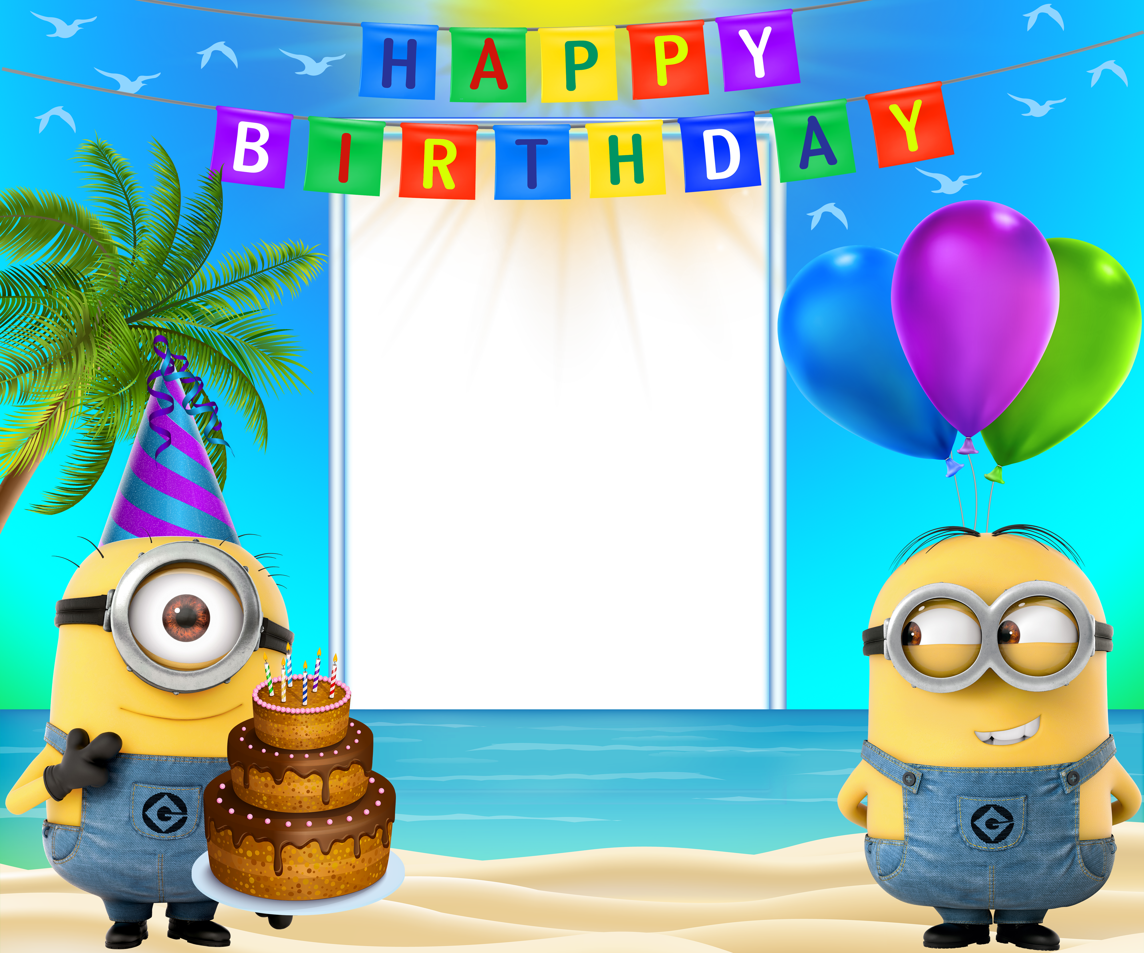 Happy Birthday Transparent Frame With Minions - Minions Happy Birthday Frame (4000x3333), Png Download