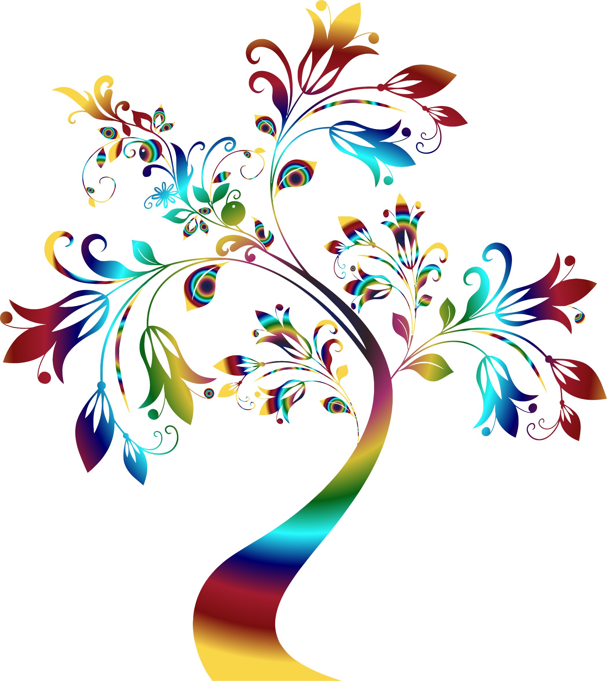 Colorful Flourishes - Colorful Floral Design Png (2096x2352), Png Download