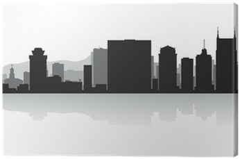Nashville City Skyline Silhouette Canvas Print • Pixers® - Nashville Skyline Black And White (400x400), Png Download