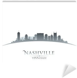 Nashville Tennessee City Skyline Silhouette White Background - Nashville Skyline Square Sticker 3" X 3" (400x400), Png Download