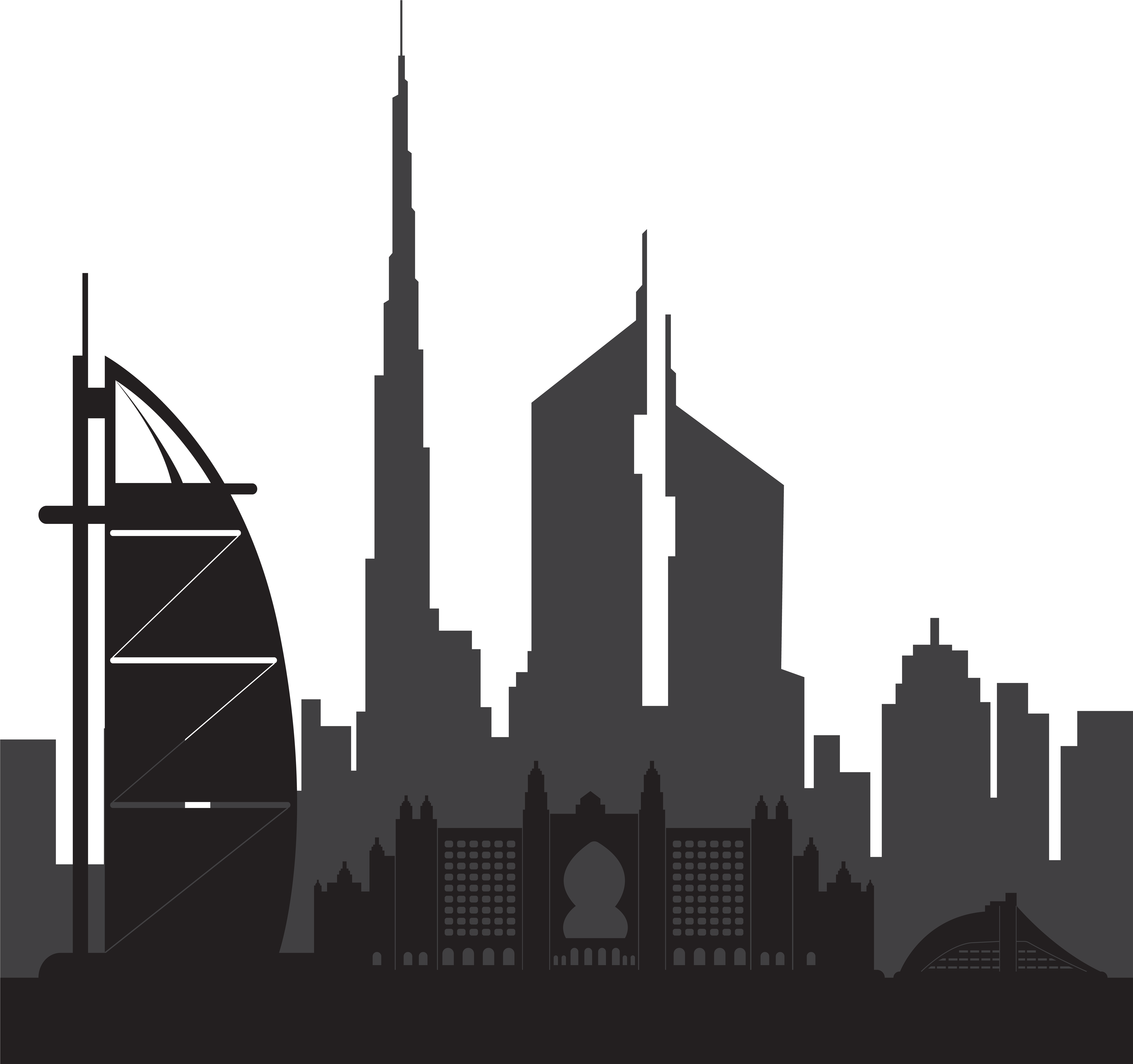 Dubai Silhouette Png Clip Art Gallery Yopriceville (8000x7581), Png Download