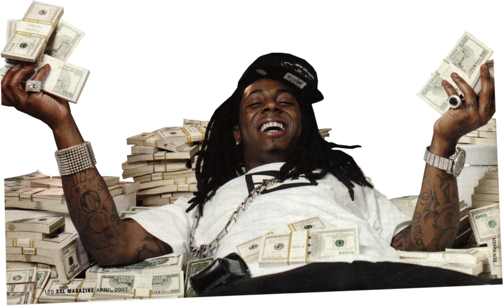 Wayne Laying In Money - Lil Wayne Laying In Money (985x600), Png Download