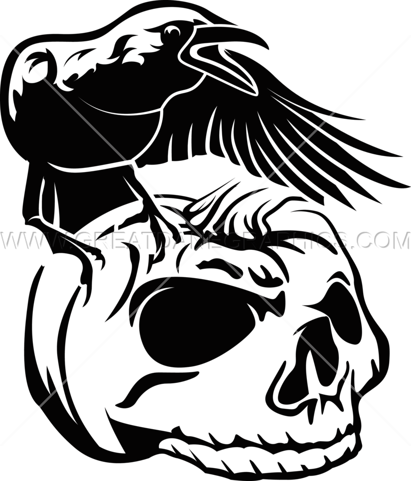Crow Pumpkin Skull - Crow And Skull Drawing (825x965), Png Download