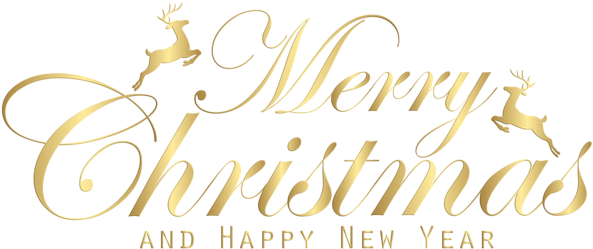 0, - Gold Merry Christmas And Happy New Year Png (600x254), Png Download