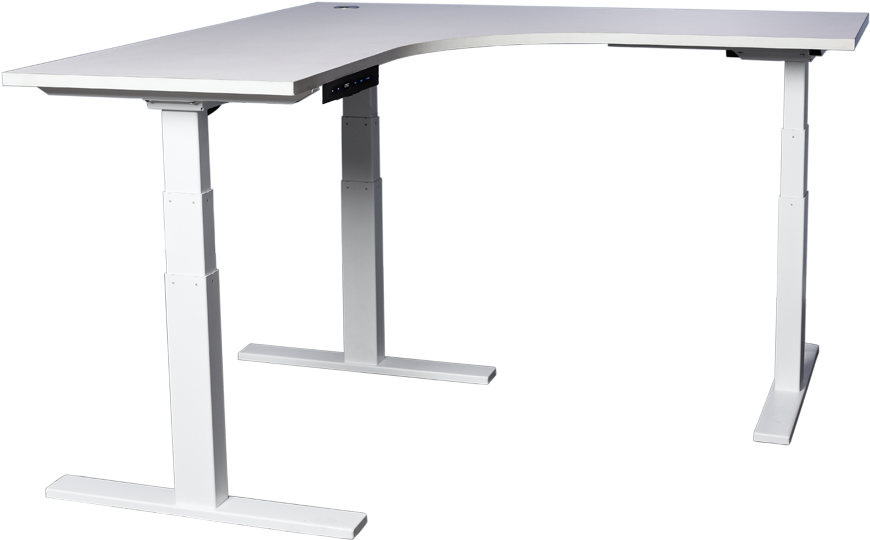 White Desktop With White Frame - Electric Height Adjustable Desk Frame By Flexispot (890x657), Png Download