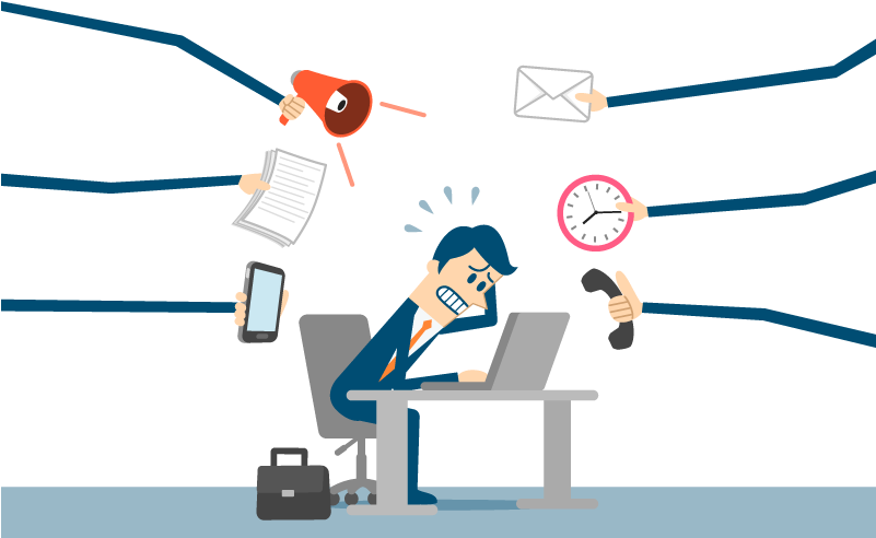 Stressed Out Man The Reality Of Multitasking - Stress At Work Clipart (800x500), Png Download