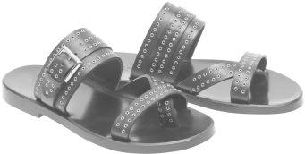 Black Leather Sandal With Eyelets Black Leather Sandal - Leather (449x302), Png Download