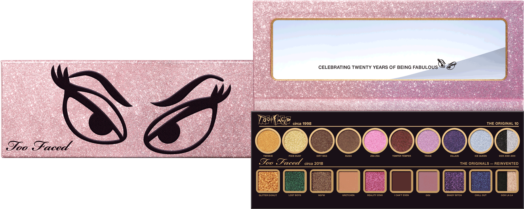 Too - Two Faced Then And Now Palette Color Names (2000x725), Png Download