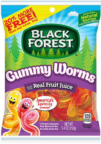 Black Forest Gummy Worms - Gummy Worms Real Fruit Juice (500x500), Png Download