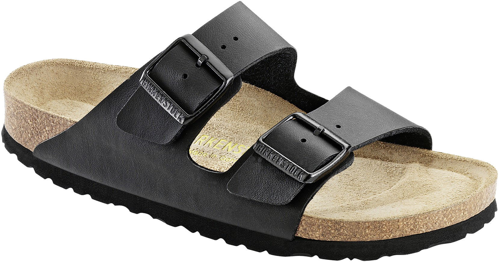 Sandal Footwear - Birkenstock Arizona Black Leather (686x360), Png Download