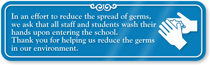 Staff Students Wash Hands Upon Entering School Sign - Sanitize Hands Here (with Down Arrow Symbol), Aluminum (800x570), Png Download