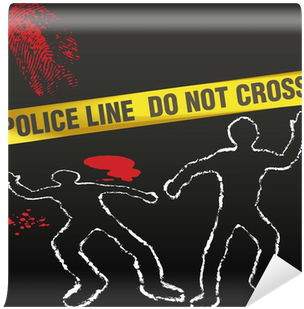 Crime Scene Tape Corpse Chalk Outline Wall Mural • - Chalk Outline (400x400), Png Download